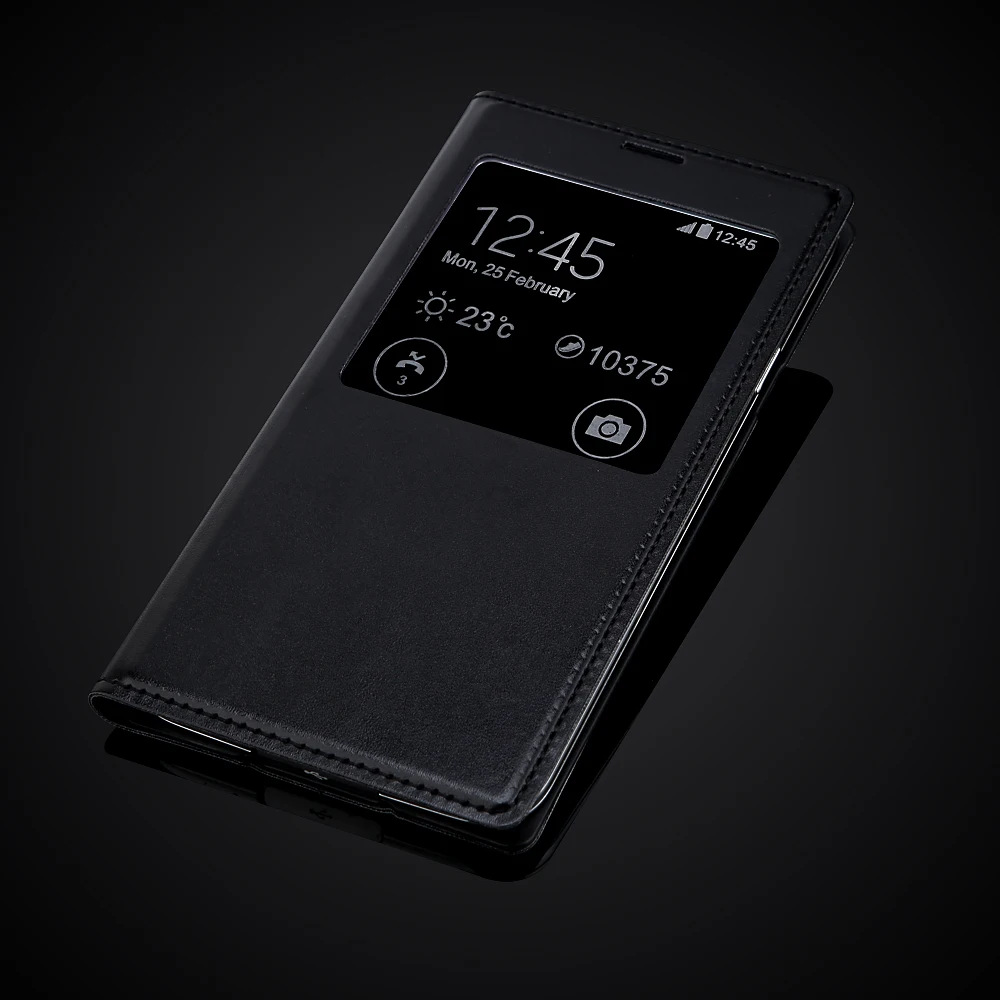 Тонкий кожаный чехол книжка для Samsung Galaxy S5 SV i9600 Smart View телефона с ИС|case for samsung