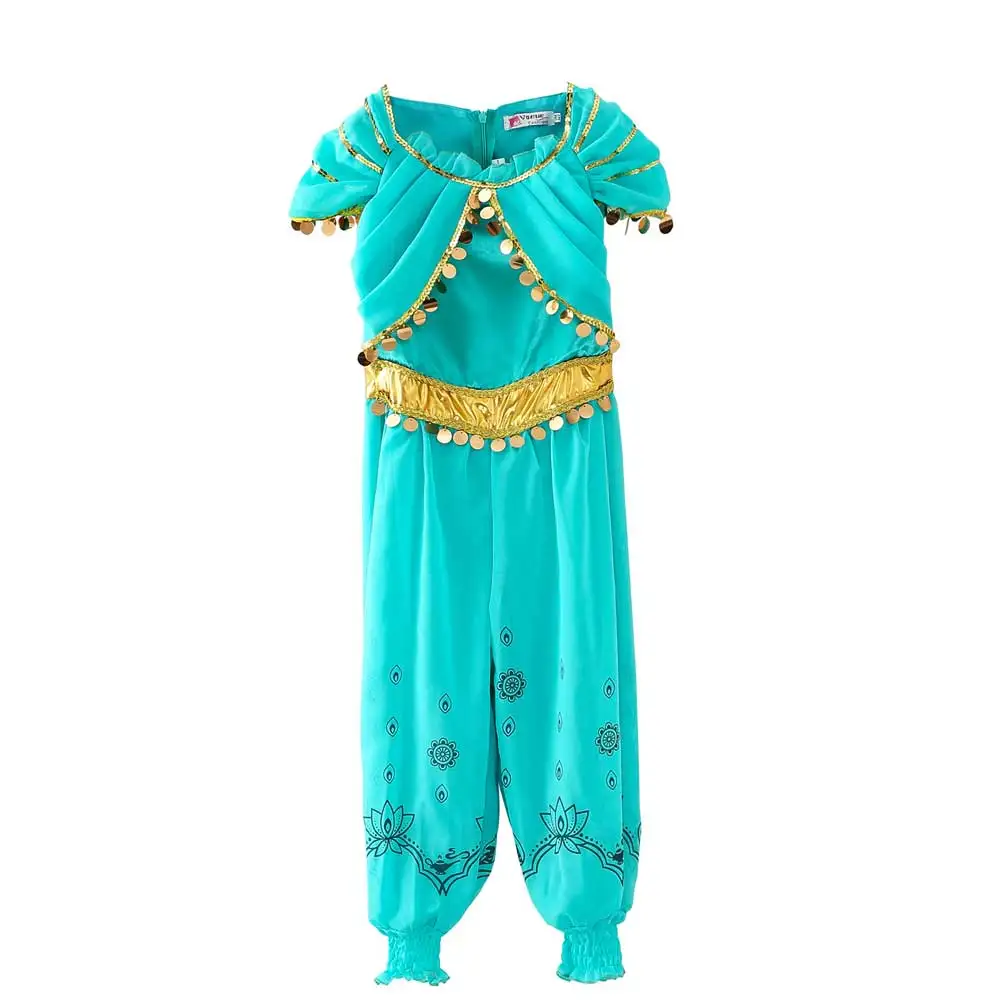 Jumpsuit Нарядное платье для девочек костюм Аладдин лампа платье цвета Жасмин платье для танцев для девочек, костюм для рождества, детский день - Цвет: Jumpsuit