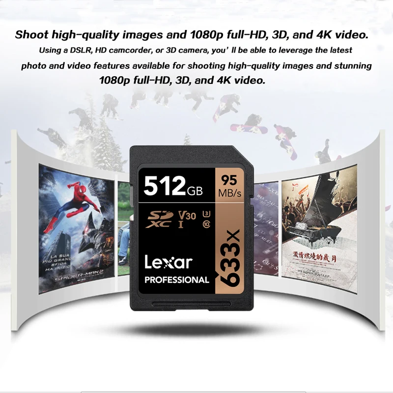 Карта памяти Lexar высокой емкости 633x sd карта 16 ГБ 32 64 Гб 128 256 512 USH 1 U3