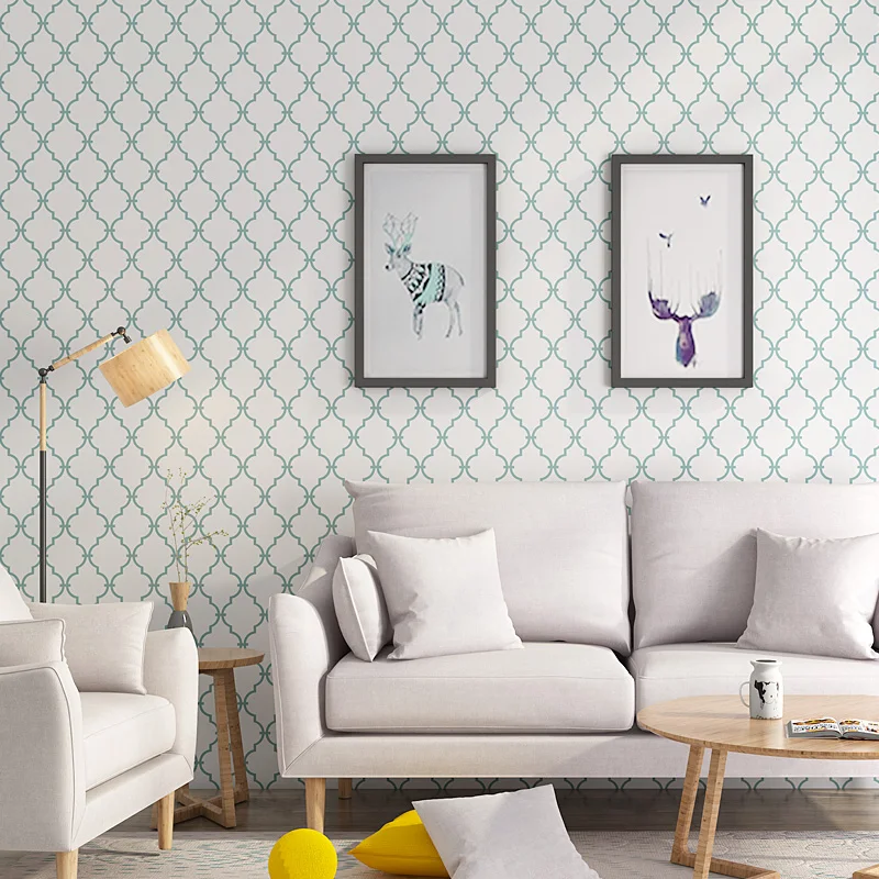 

Nordic Elegant Geometric Grid Wallpapers Peel and Stick Wallpaper Roll Blue Living Room Decoration Furniture Wall Paper EZ029