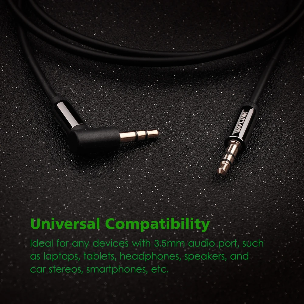 Wavlink 3.5mm Aux Audio Cable Male to line Adapter Right Angle Auxiliary Gold Plated Connector for Stereo |