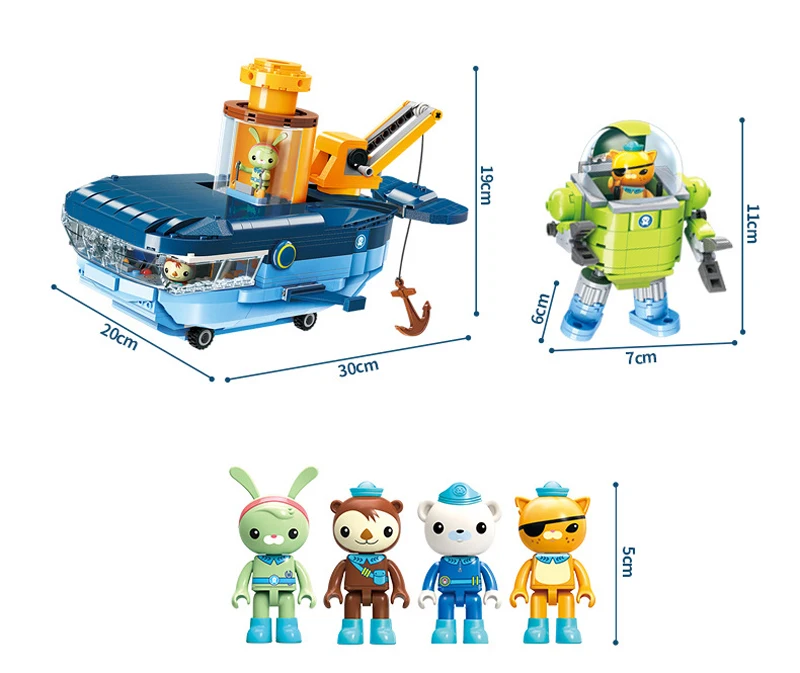Octonauts строительный блок октопод Gup подводная лодка октябрь-Pod с GUP-C GUP-E GUP-D GUP-K GUP-I в стиле лего кирпичные игрушки Детский подарок