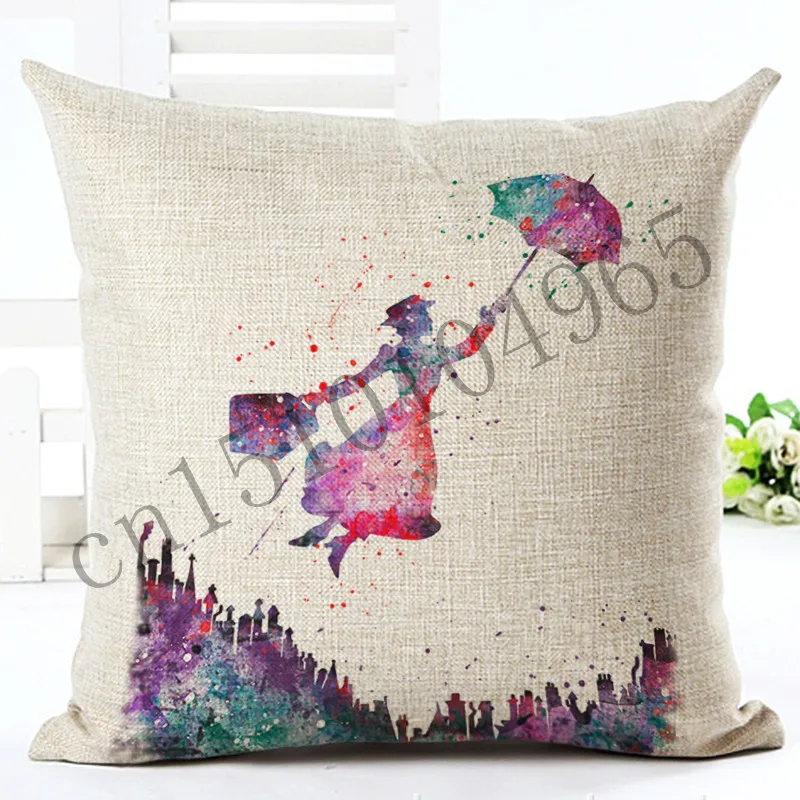Окрашенный стиль зонтик Подушка с изображением женщины диван пледы наволочка