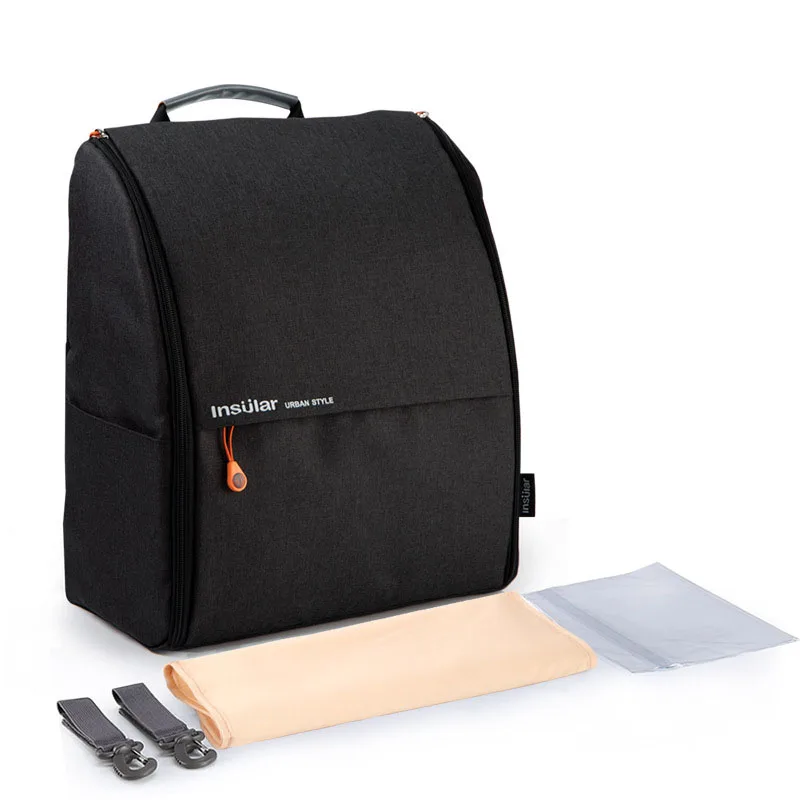 Linen black Органайзер для детской коляски, рюкзак для подгузников, сумка для мам, подстаканники и плечевой ремень, аксессуары для детской коляски, дорожная сумка для подгузников - Цвет: Linen black