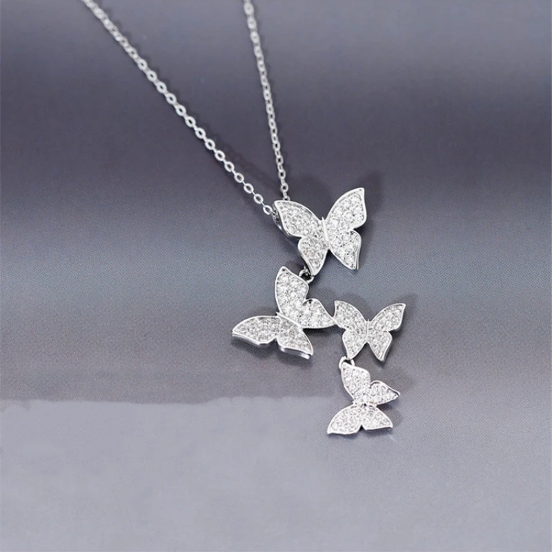

Short Korean Butterfly Clavicle Chain Silver Color Temperament Personality Fashion Female Necklace SNE102