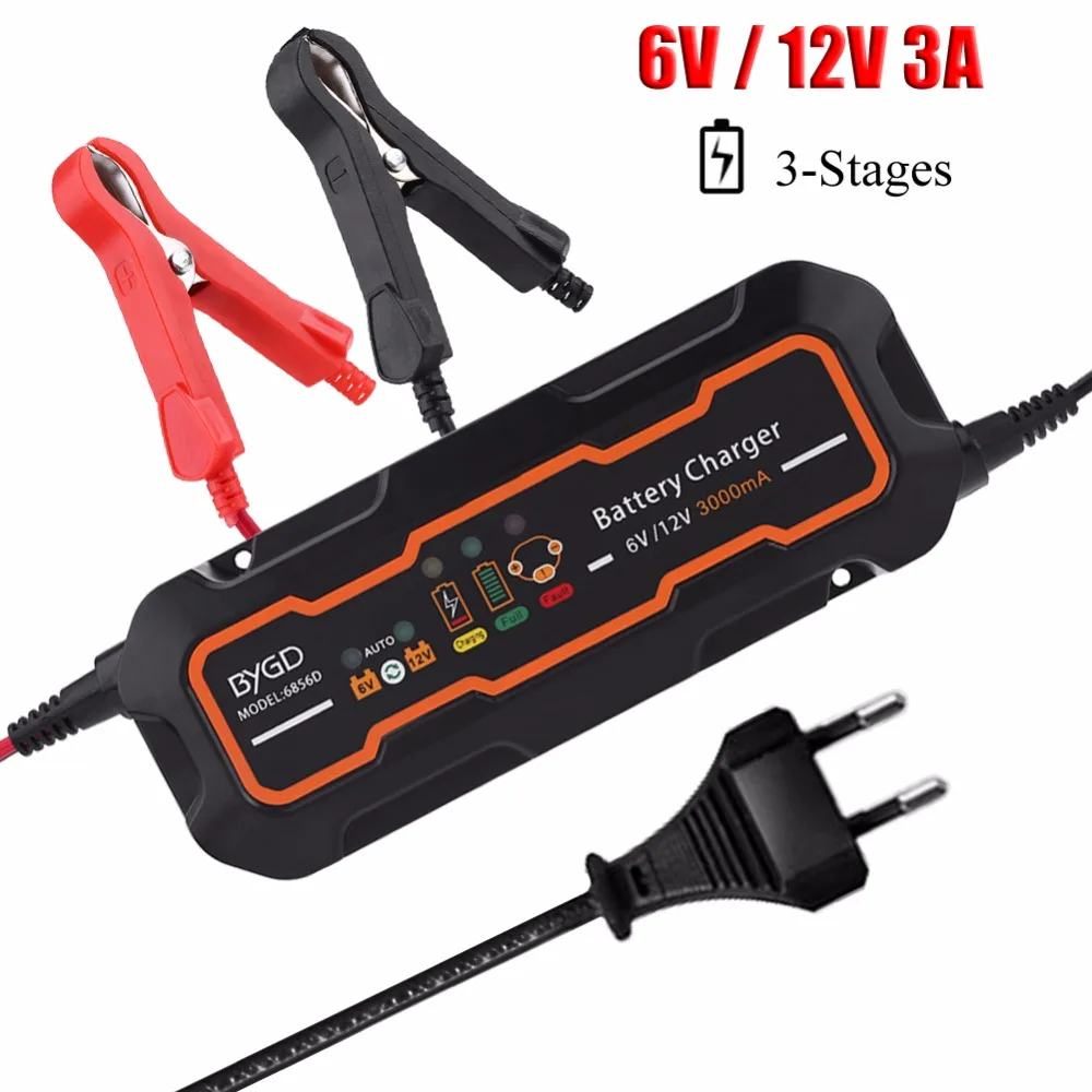 6V/12V 3A Automatic Smart Battery Charger for Car Vehicle Truck Motorcycle Boat AGM GEL |