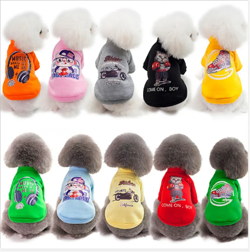 Warm Dog Clothes Cartoon Printed Pure Color Velvet Sweater For Teddy Chihuahua Small Big Cats Downs and Parkas 17121278 |