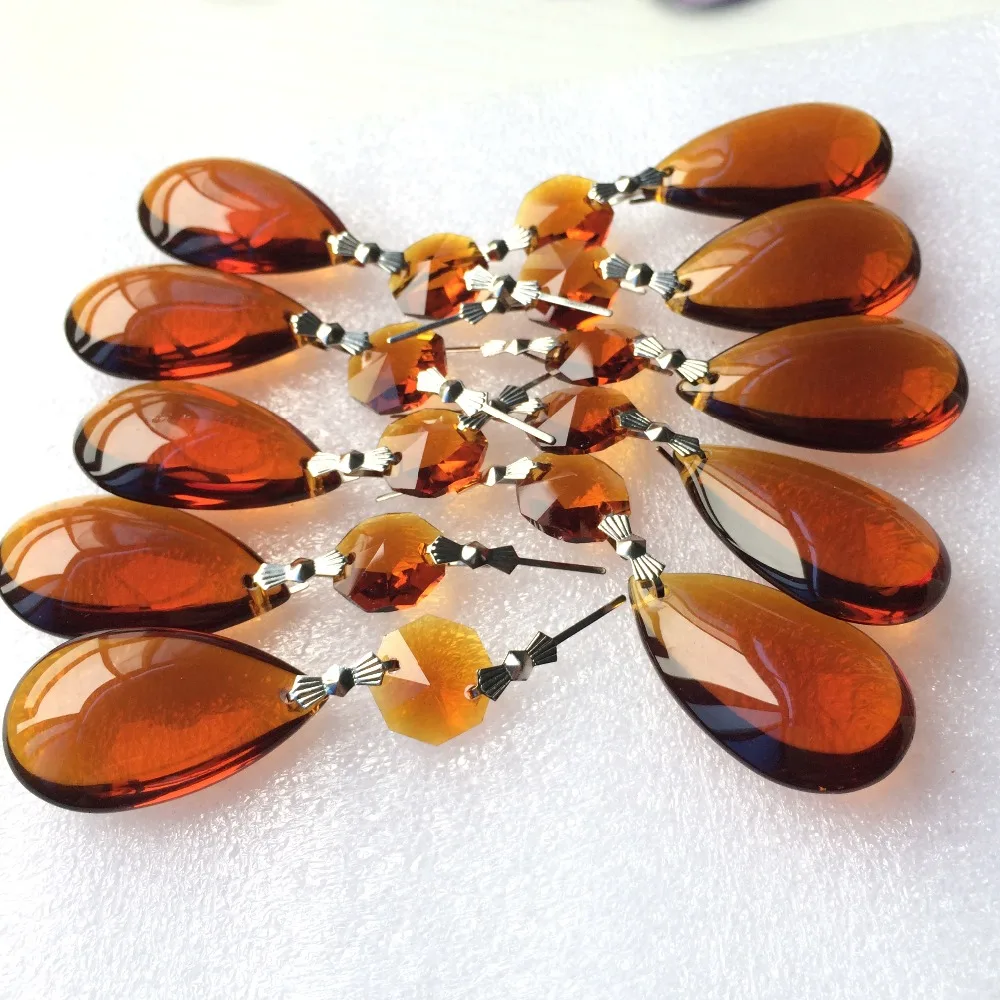 

H-2.8" (72mm) 20strips, Top Quality Brown Crystal Bead With Pendants For Birthday Party Decoration, Cake topper Decoration