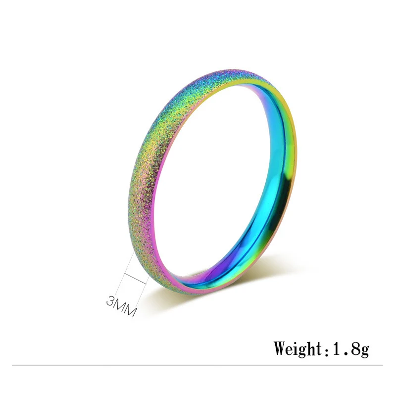 Женское кольцо с радугой SHEAUTY обручальное из титановой нержавеющей стали 3 мм