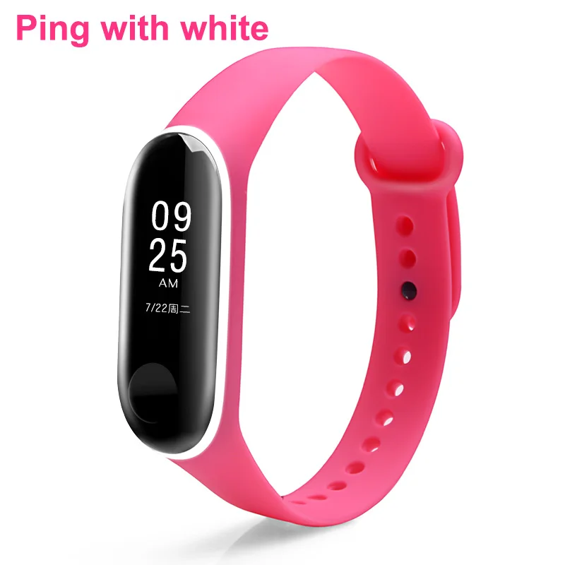 Pink with white Новое поступление BOORUI, цветной ремешок для mi band 3, аксессуары для mi 3, сменный ремешок для xiaomi mi 3, умные браслеты - Цвет: Pink with white