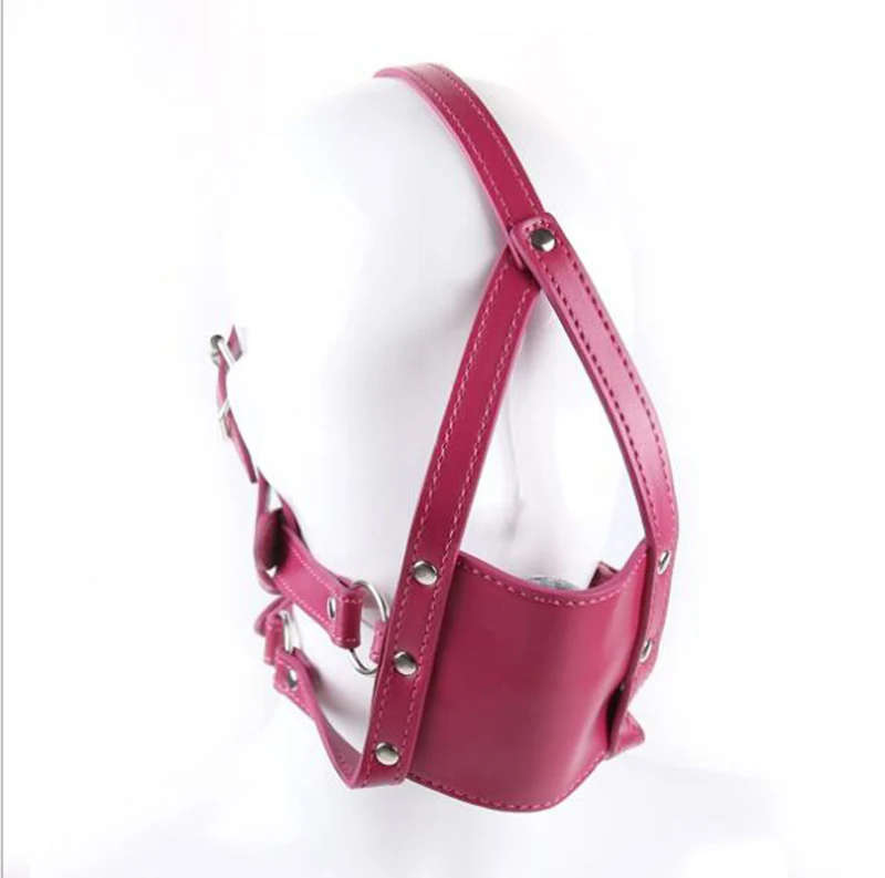 Маска для лица из искусственной кожи с намордником БДСМ удерживающий ремень