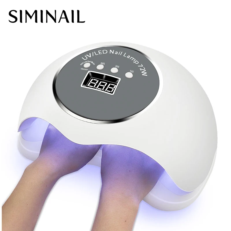 SIMINAIL светодиодная УФ-лампа для ногтей, 72 Вт, высокая мощность, быстрое отверждение, большой размер, для сушки 2 рук, двойной светильник 365nm 405nm ... от AliExpress RU&CIS NEW