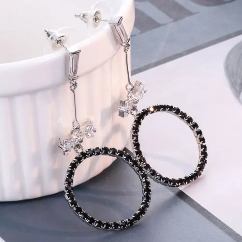 Round Black Капли воды Oorbellen хрустальные бусины большие висячие Винтажные серьги для женщин Свадебные pendientes mujer moda - Окраска металла: Round Black