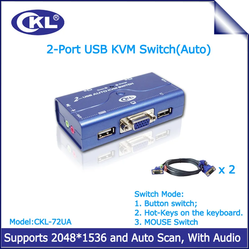 CKL 2 порта VGA KVM переключатель USB 0 с аудио функцией компьютера 1 монитор Sup порт s