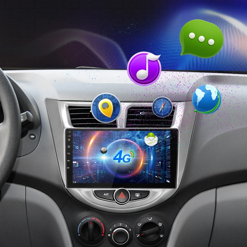 9 дюймов 2G+ 32G Android 8,1 4G Автомобильный Радио Мультимедиа Видео плеер для hyundai Solaris Verna Accent i25 2010- gps Навигация DVD