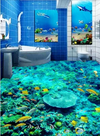 

[Self-Adhesive] 3D Tropical Fish Ocean 5 Non-slip Waterproof Photo Self-Adhesive Floor Mural Sticker WallPaper Mural Print Decal