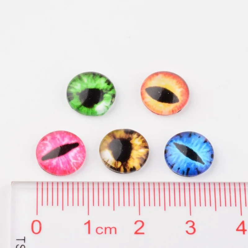 Разноцветные стеклянные кабошоны с принтом кошачий глаз полукруглые купольные