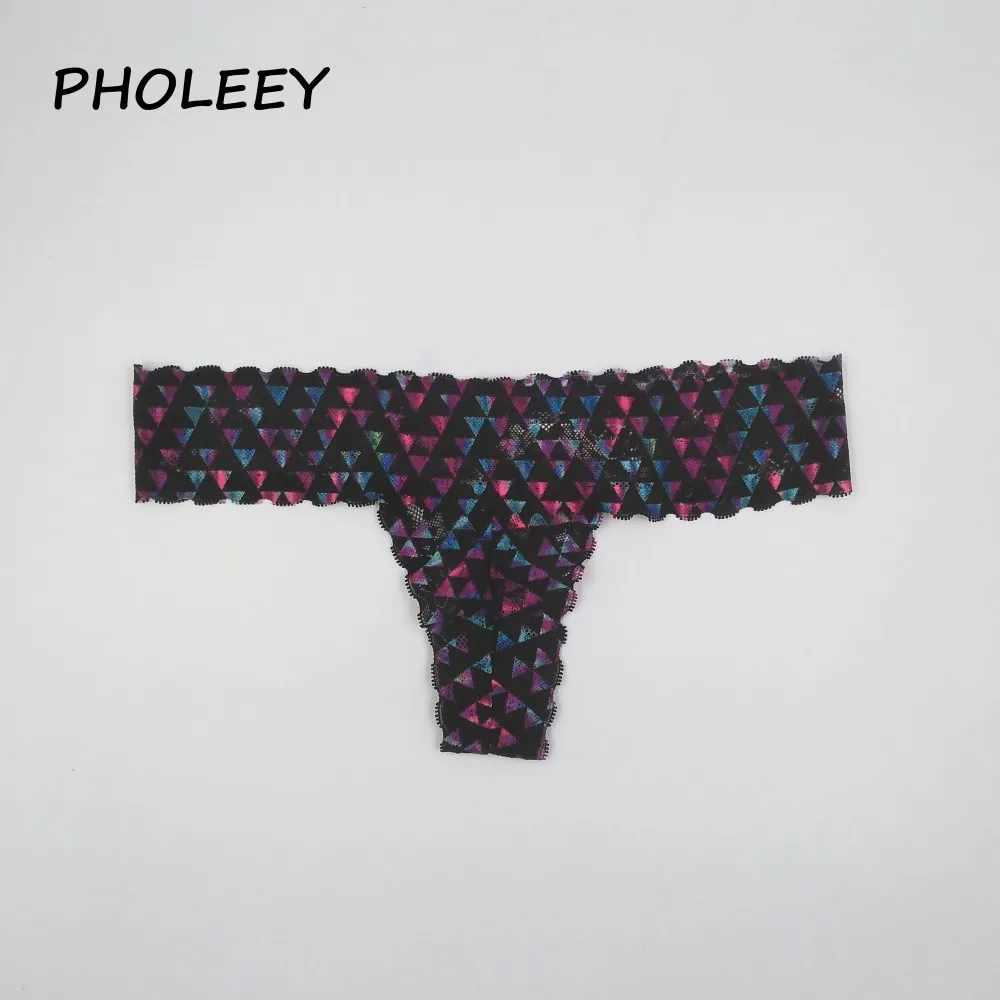 Pholeey, новинка, Модные женские сексуальные трусики, стринги, g-стринги, женское Бесшовное, прозрачное кружево, трусы P17186