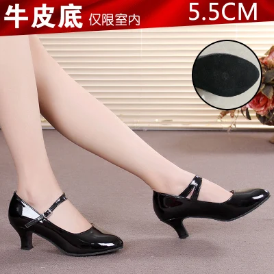 5.5CM heel black Женские туфли для латинских танцев с мягкой подошвой, женские туфли для бальных танцев, Танго, сальсы, латинских танцев для девочек, туфли для латинских танцев, размеры 34-42 - Цвет: 5.5CM heel black