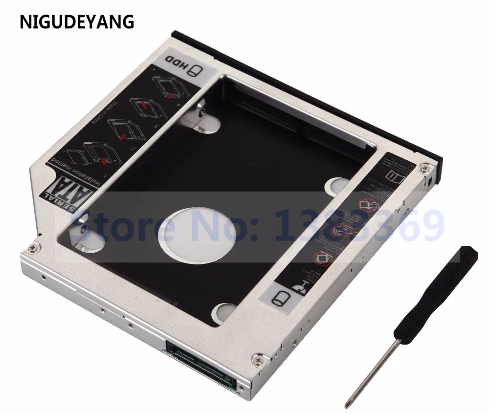 NIGUDEYANG Новый 2 й SSD HDD HD жесткий диск адаптер Caddy SATA для 12 7 мм CD / DVD ROM Оптический