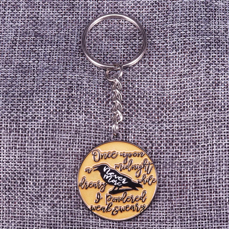 The Raven Enamel Keyring Edgar Allan Poe Gothic Literature Collection Book Lover Nevermore Halloween Keychain