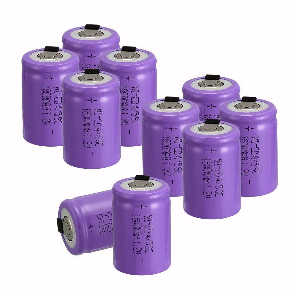 

New arrival Purple color 10 PCS 4/5 SubC 4/5 Sub C battery Rechargeable Battery Ni-Cd with Tab 1.2V 1800 mAh 3.3*2.2CM