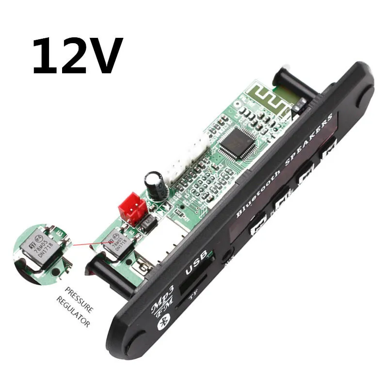 12V Bluetooth 5 в 12 В MP3 WMA динамик декодер доска аудио модуль USB TF Радио пульт дистанционного управления для автомобиля радио черный цвет - Цвет: 12V
