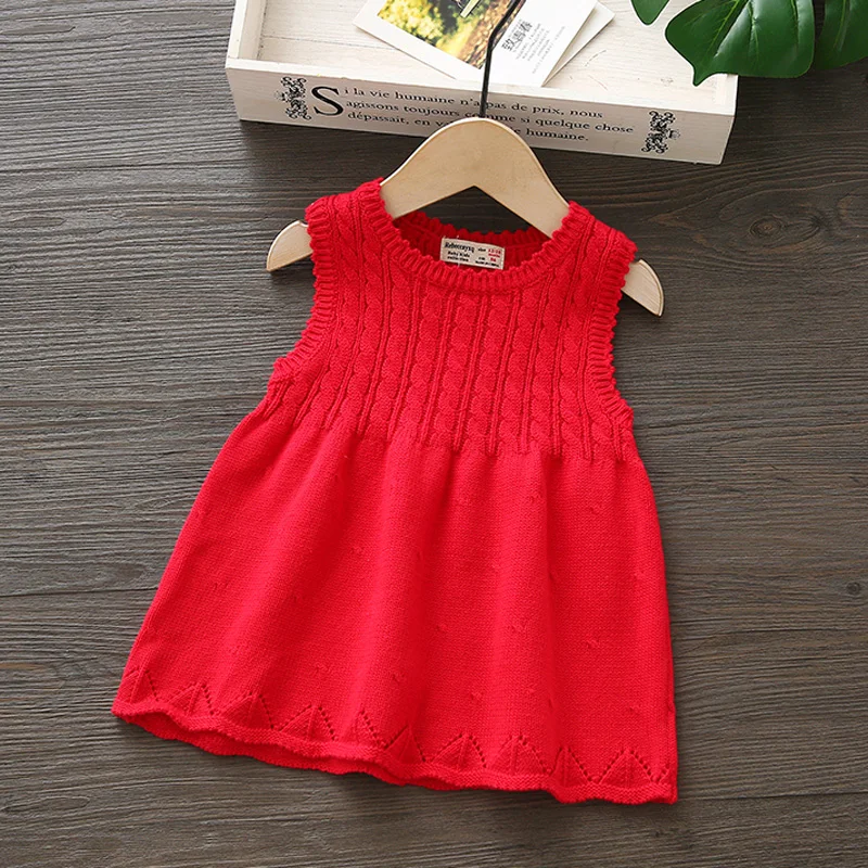 Платье-Свитер для маленьких девочек Новинка 2019 года Осеннее хлопковое вязаное