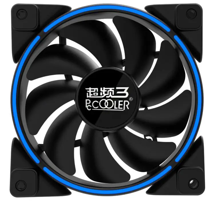 Синий PCcooler, 12 см, чехол для компьютера, вентилятор охлаждения, светодиодный, кольцевой вентилятор, тихий, 120 мм, светодиодный, красный, синий, зеленый, белый, светильник, направляющее кольцо, корпус ПК, бесшумный вентилятор - Цвет лезвия: Синий