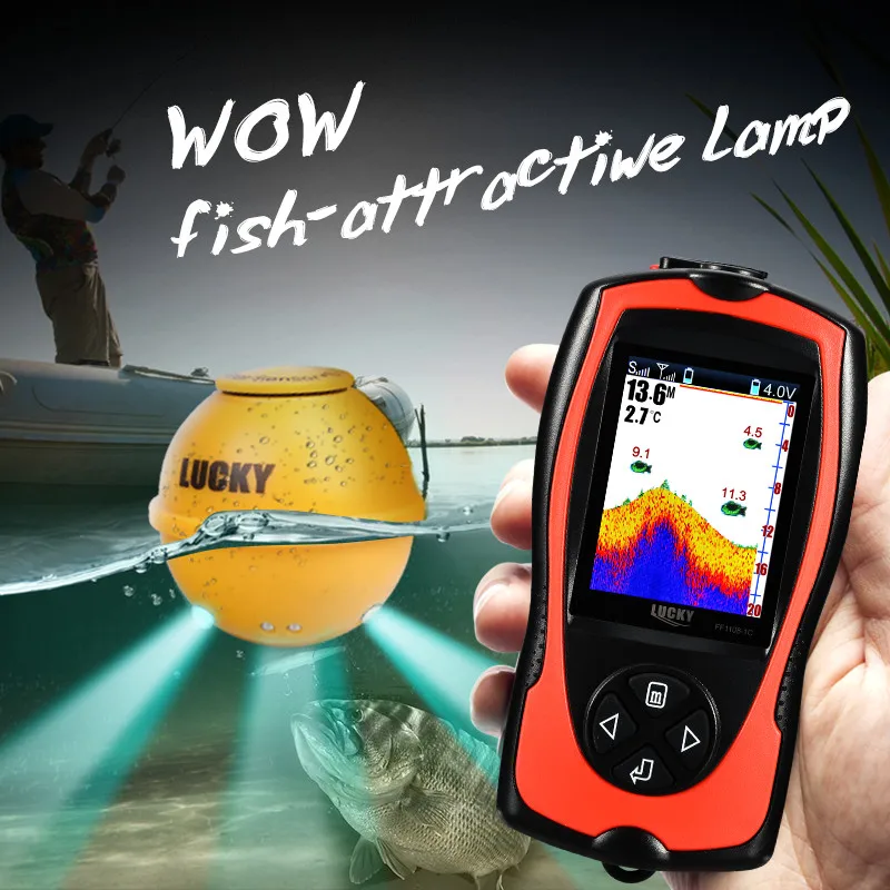 

Lucky Sonar рыболокаторы беспроводной Ice Рыбалка Аксессуары Fishfinder глубина эхолот сенсор для морской рыбалки FF1108-1CWLA