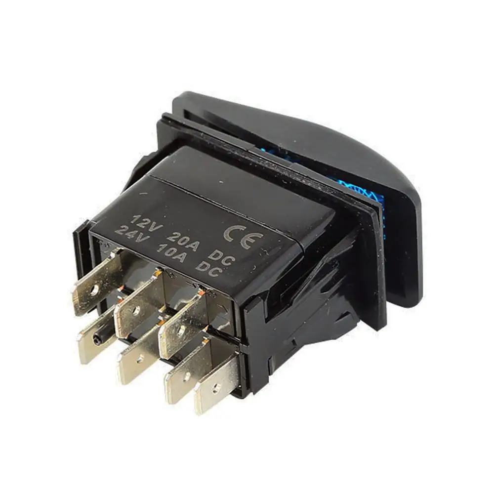

DPDT Boat Marine Rocker ON-OFF-ON Switch 12V 24V 7 Pins 2 Blue LED Lights
