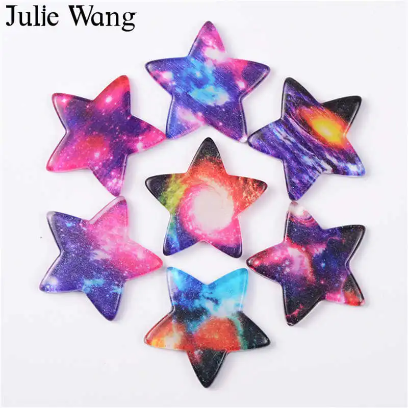 Julie Wang 10 шт. смолы звезда Галактика узор Подвески слизь Подвески с пентаграммой ювелирных изделий Аксессуар домашний декор для стола реквизит