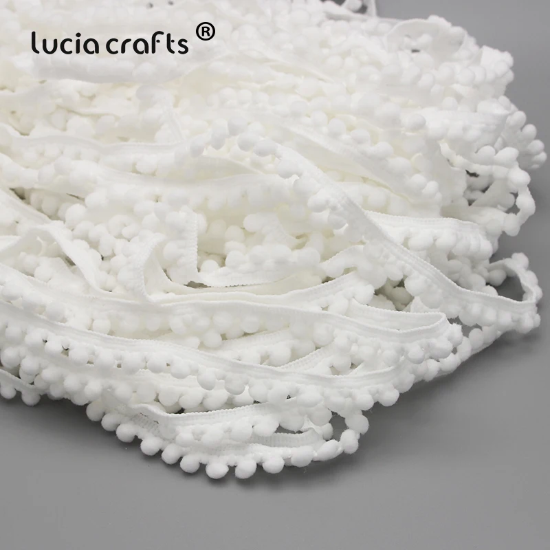 Lucia crafts 5 ярдов 10 мм белая кружевная лента с бахромой и помпоном для