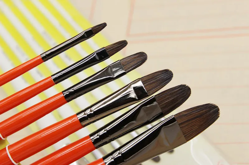 Кисть для рисования маслом красно белая 6 шт./компл.|brush art|oil painting brushpainting brush |