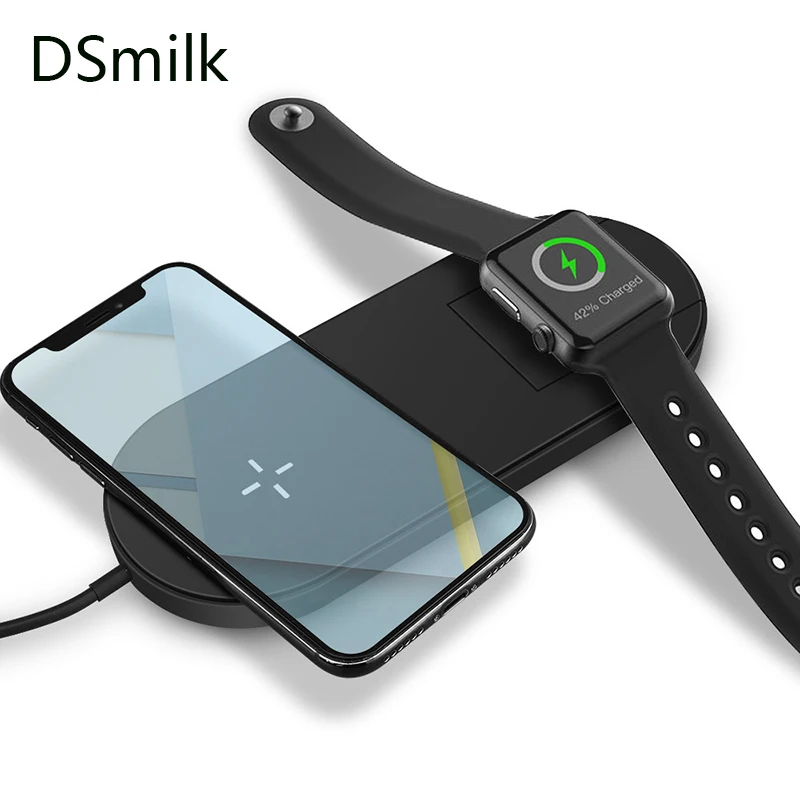 Беспроводное зарядное устройство DSmilk QI Quick Charge 2 0 3 для Apple Watch iPhone samsung смартфон