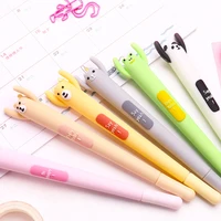 6 pcs be happy cartoon gel pen kawaii frog bear cat rabbit 0 5mm ballpoint black color pen cartoon gift school supplies fb529