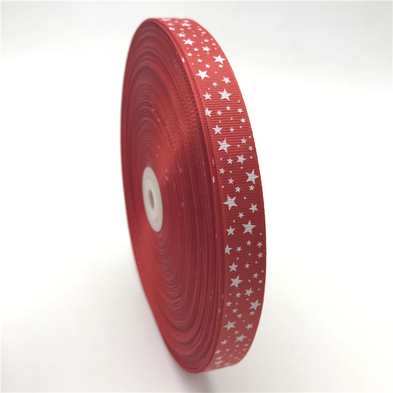 5 ярдов/партия 5/8 &quot(15 мм) Красная печатная звезда Grosgrain лента бант для волос Patry