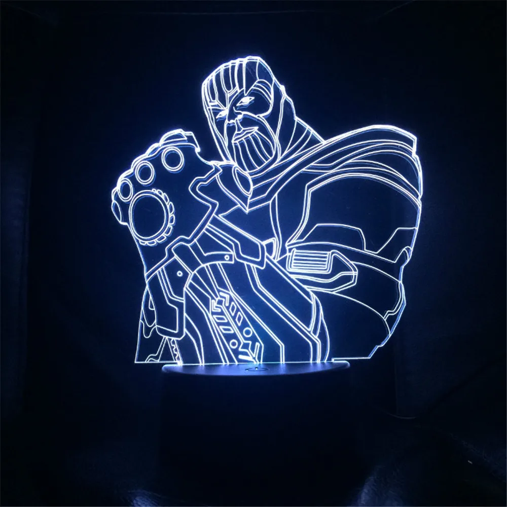 Мстители Thanos Infinity Gauntlet 3D ночник Endgame визуальная Настольная лампа с изменением