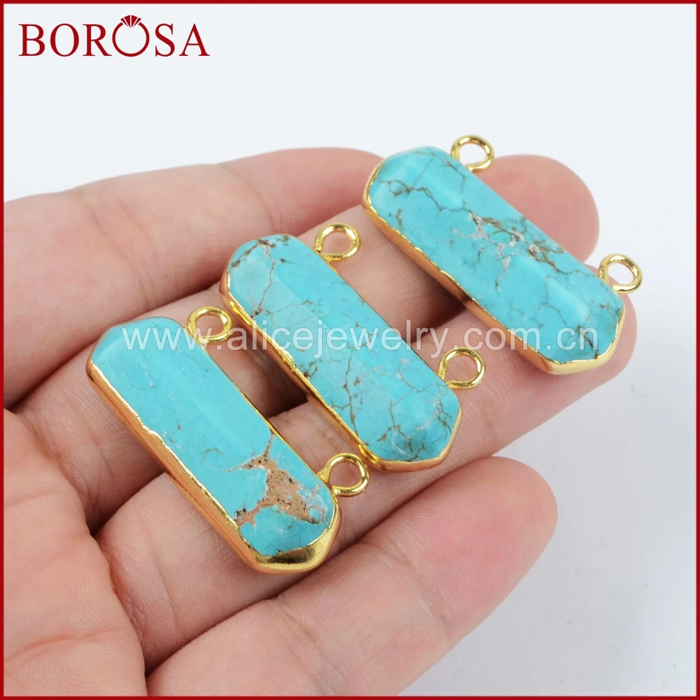 BOROSA 5 шт Золотой Цвет Druzy Синий Бирюзовый говлит камень Концевая точка