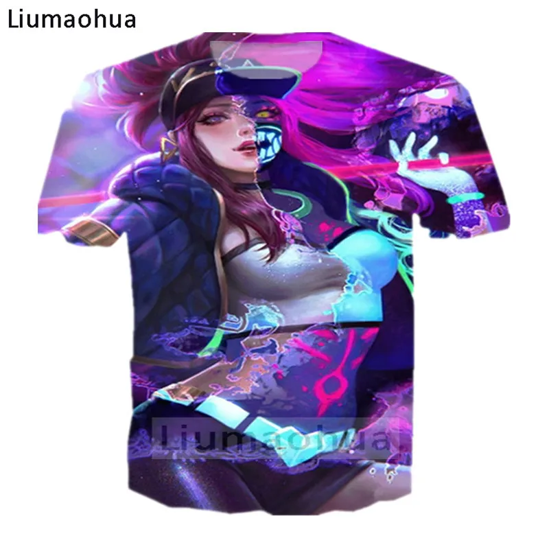 Liumaohua бренд League of Legends KDA group akali. the fist shadow модная футболка Топы|Мужские футболки| |