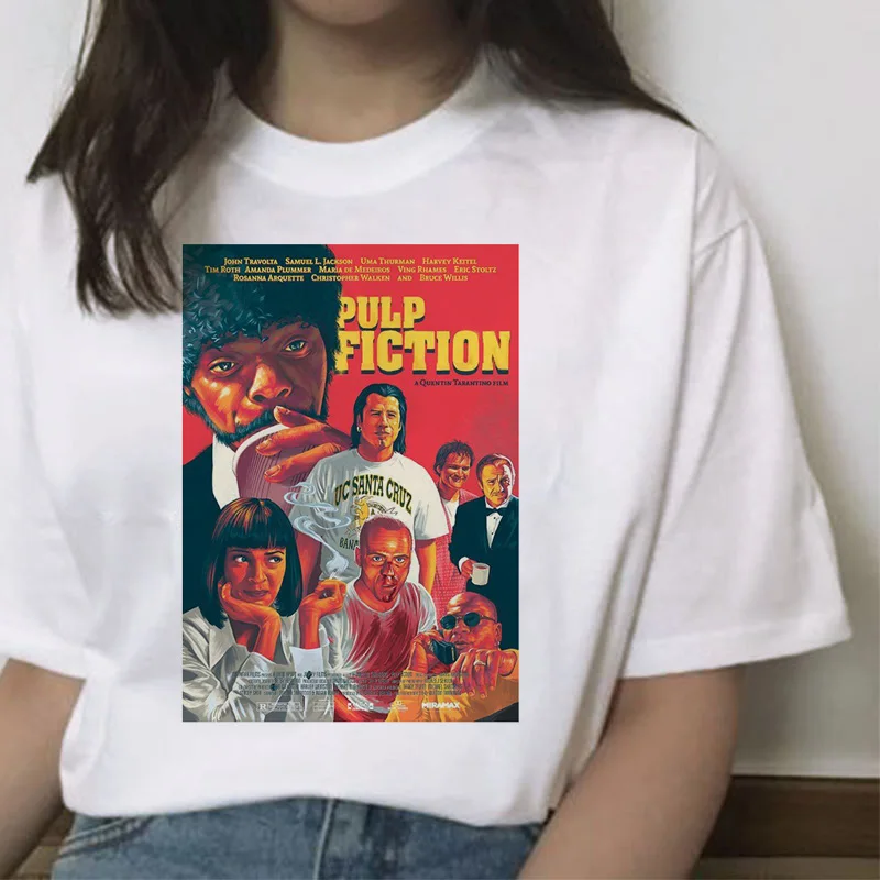 Pulp fiction ulzzang Миа футболка женская с принтом гранж femme harajuku забавная кавайная одежда с коротким рукавом Футболка уличная одежда - Цвет: 7217