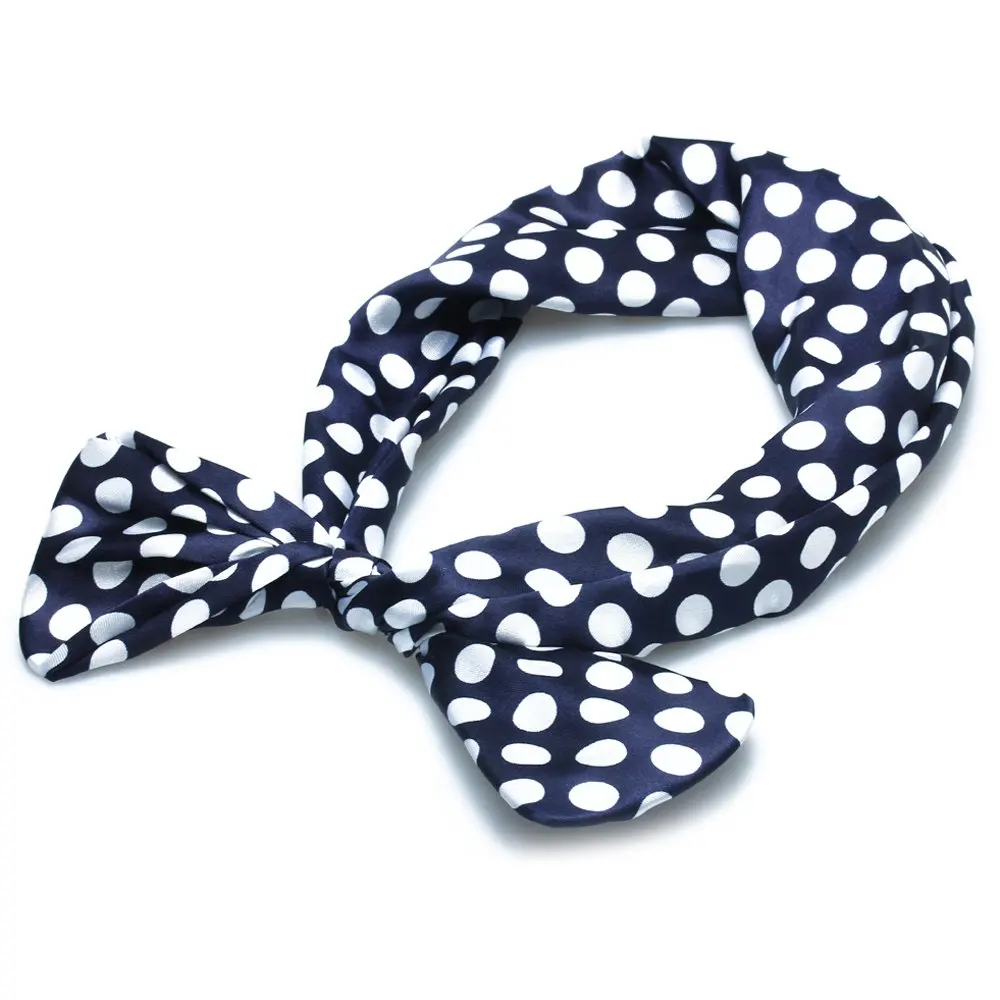 Женская повязка на голову шарф темно синий горошек хит продаж|dot dots|dot polkadot blue |