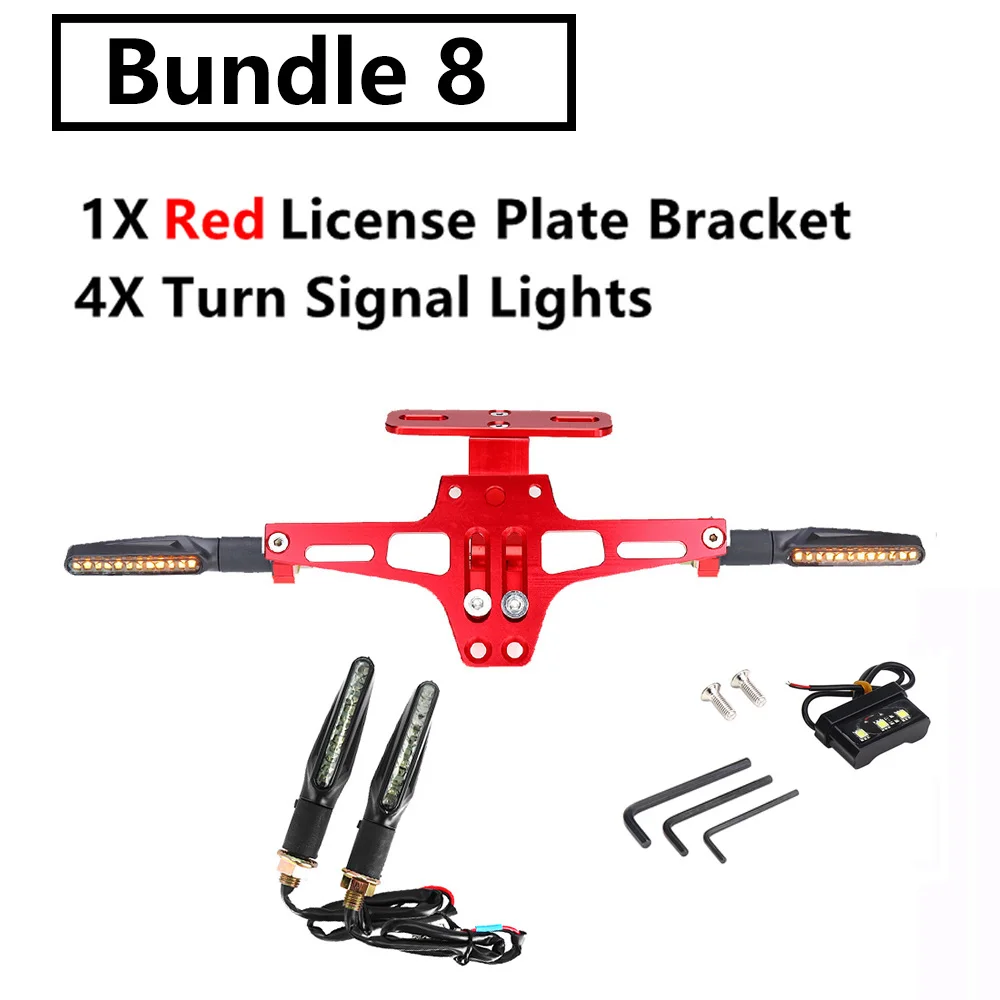 Red with 4 Lights Держатель для заднего номерного знака мотоцикла и сигнальный светильник поворота для Honda Для Kawasaki Z750 Z800 для YAMAHA MT07 MT09 MT10 R1 3 - Цвет: Red with 4 Lights