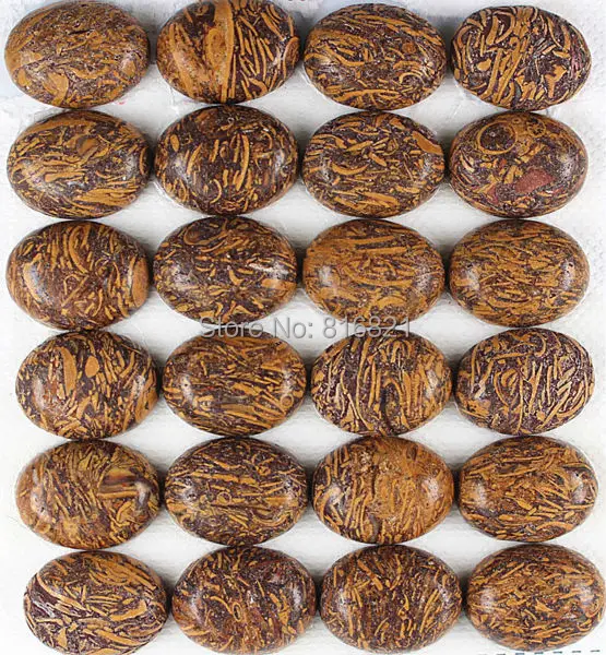 

( 12 Pieces/lot) 12x16mm Leopard Skin stone Dome Oval Cabochon Natural stone Flat Back cabochons Undrilled