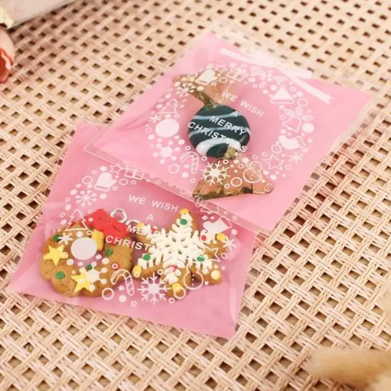 100 шт./упак. самоклеющиеся Рождественский Санта Пластик подарочные пакеты