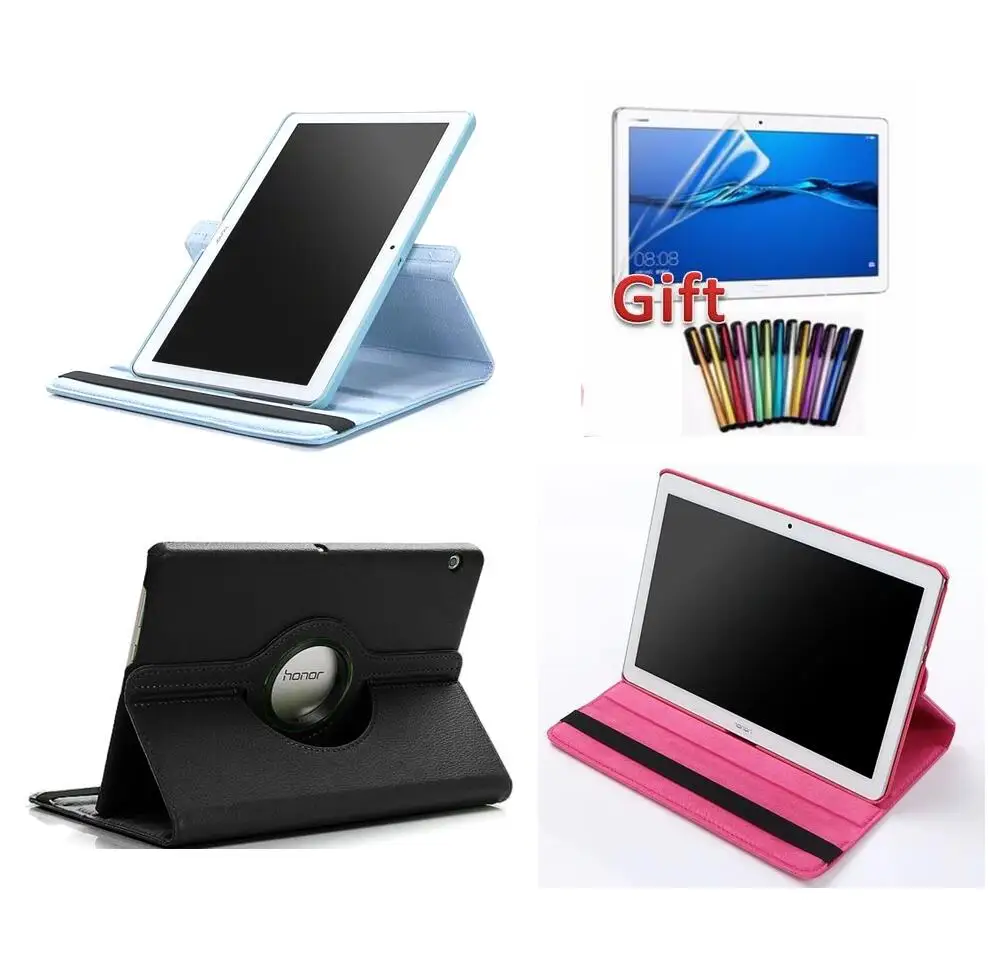 Gligle 360 Rotaion кожаный чехол Обложка для huawei MediaPad T3 10 9,6 дюймов планшет в виде ракушки 1 компл./лот+ экранная пленка+ стилус для сенсорного экрана