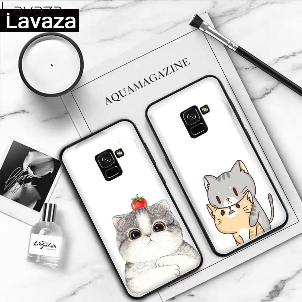 Лаваза 18FF Новый чехол из силикона с дизайном пса мопса и кошки для Samsung A3 A5 A6 Plus A7 A8 A9 A10 A30 A40 A50 A70 J6 2018 A10S A30S A50S