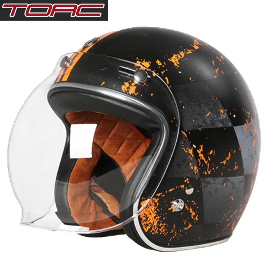 Бесплатная доставка 1 шт. TORC T50 3/4 с открытым лицом Мото шлем прозрачный зеркальный