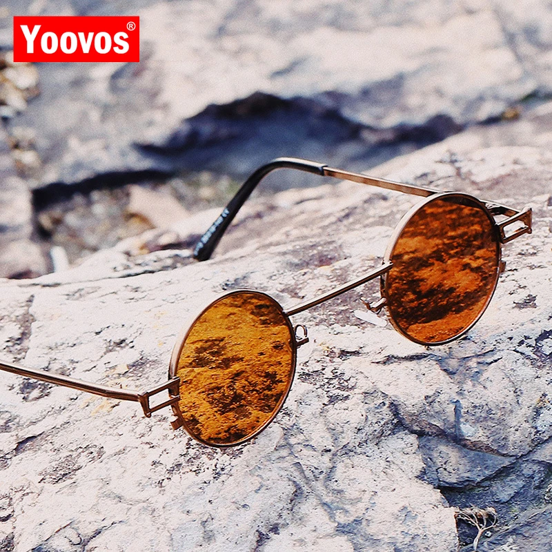 

Модные круглые солнцезащитные очки Yoovos в стиле ретро для женщин и мужчин, винтажные брендовые дизайнерские металлические солнцезащитные очки в стиле стимпанк, солнцезащитные очки высокого качества, UV400