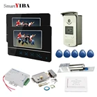 Домофон SmartYIBA с ключом, домофон, электронная RFID-карта, видеодомофон с замком, 7-дюймовый TFT 2 монитора для частных домов